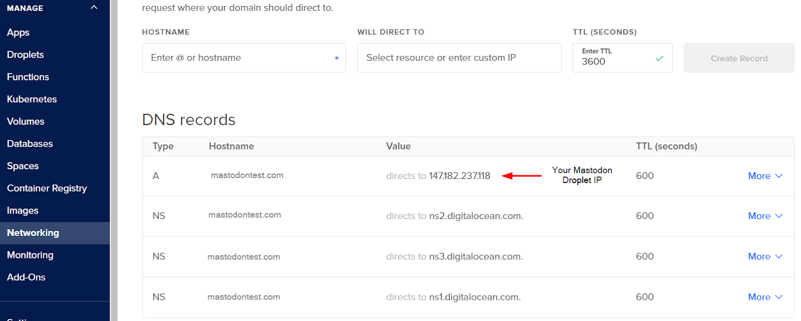 mastodon dns setup